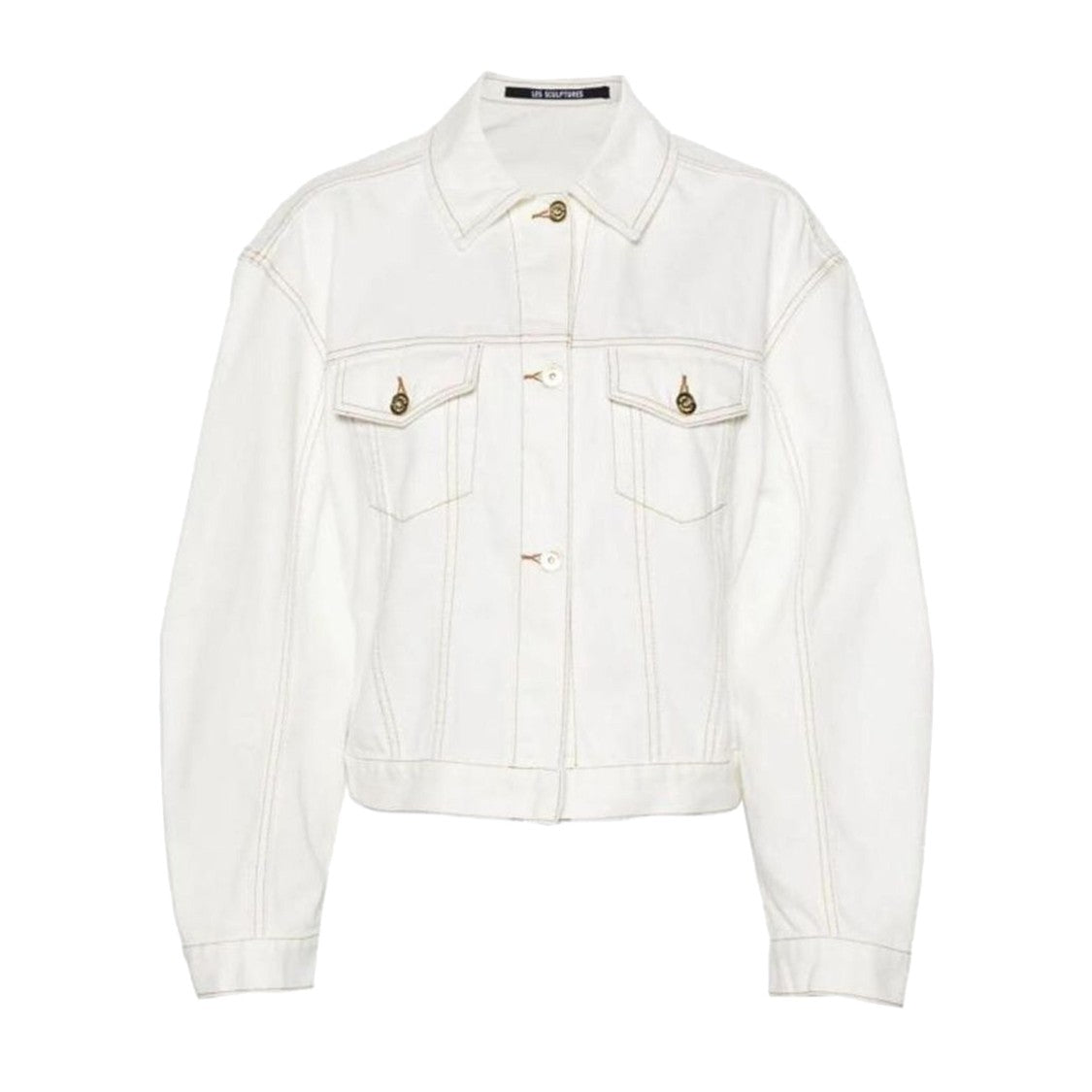 Jacquemus Structured White Denim Jacket With Classic Silhouette