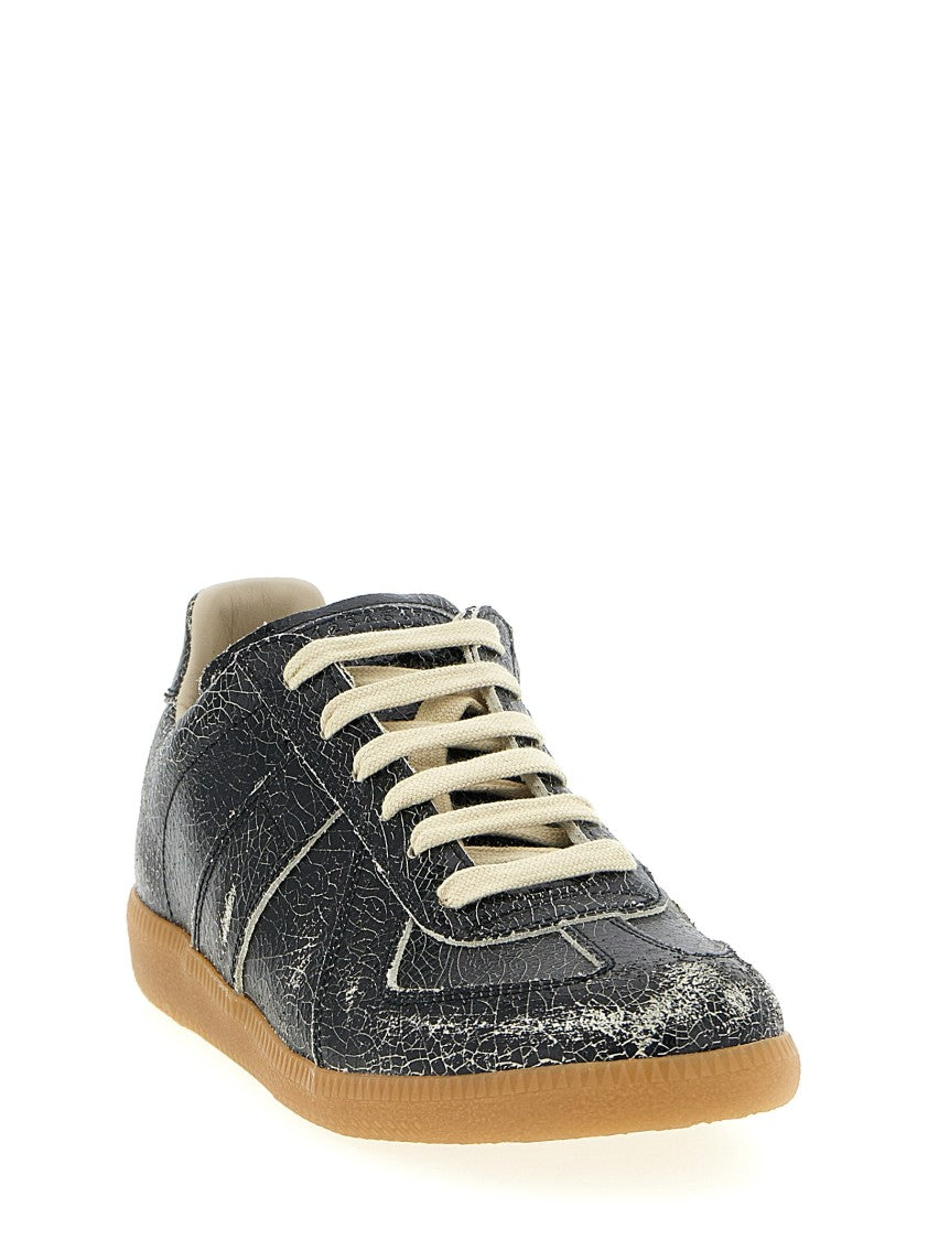 Maison Margiela Low-Top Sneakers In Craquelé Calfskin Leather