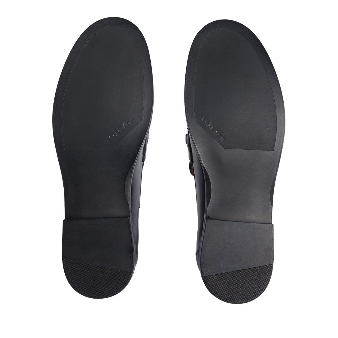 Calvin Klein Black Polished Leather Moc Toe Loafers