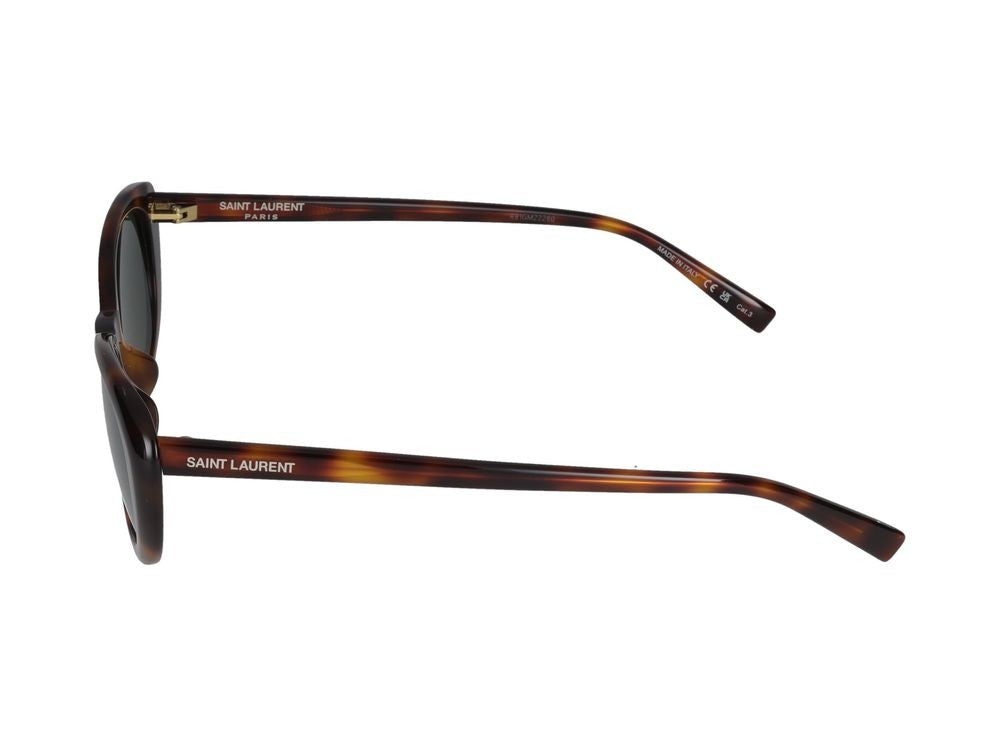 Saint Laurent Havana Tortoiseshell Acetate Finish Cat-Eye Sunglasses