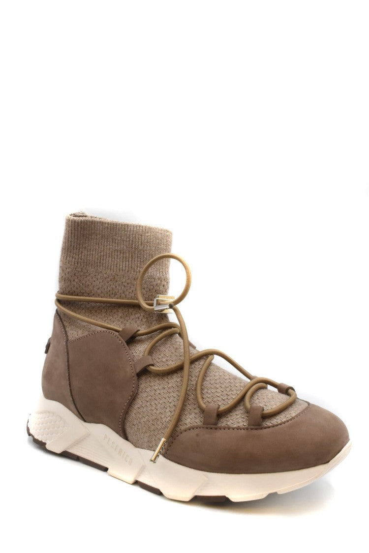 Peserico Beige Leather Low-Top Sneakers