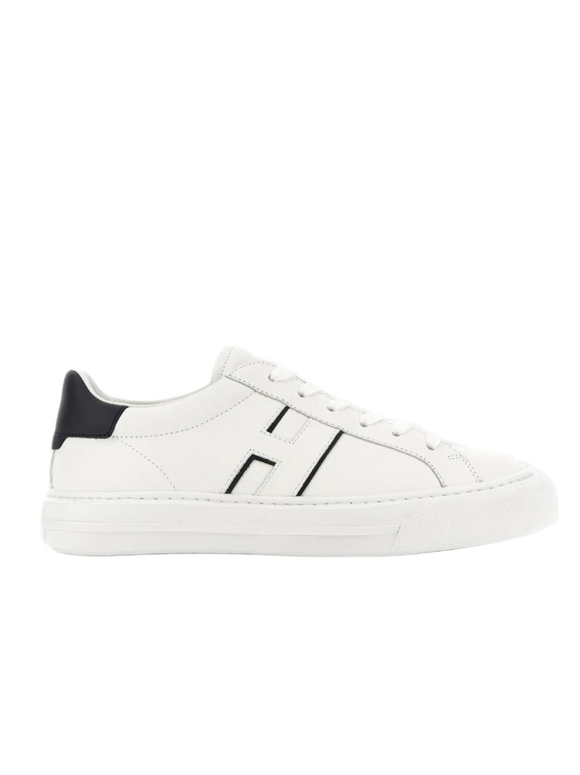 Hogan Low-Top White Leather Sneakers With Black Accents