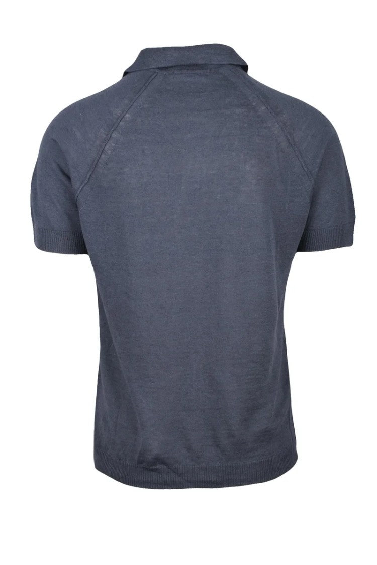 Daniele Fiesoli Grey Brushed Linen Cotton Knit Polo