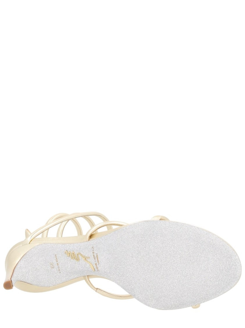 René Caovilla Spiral Ankle Strap Gold Sandals