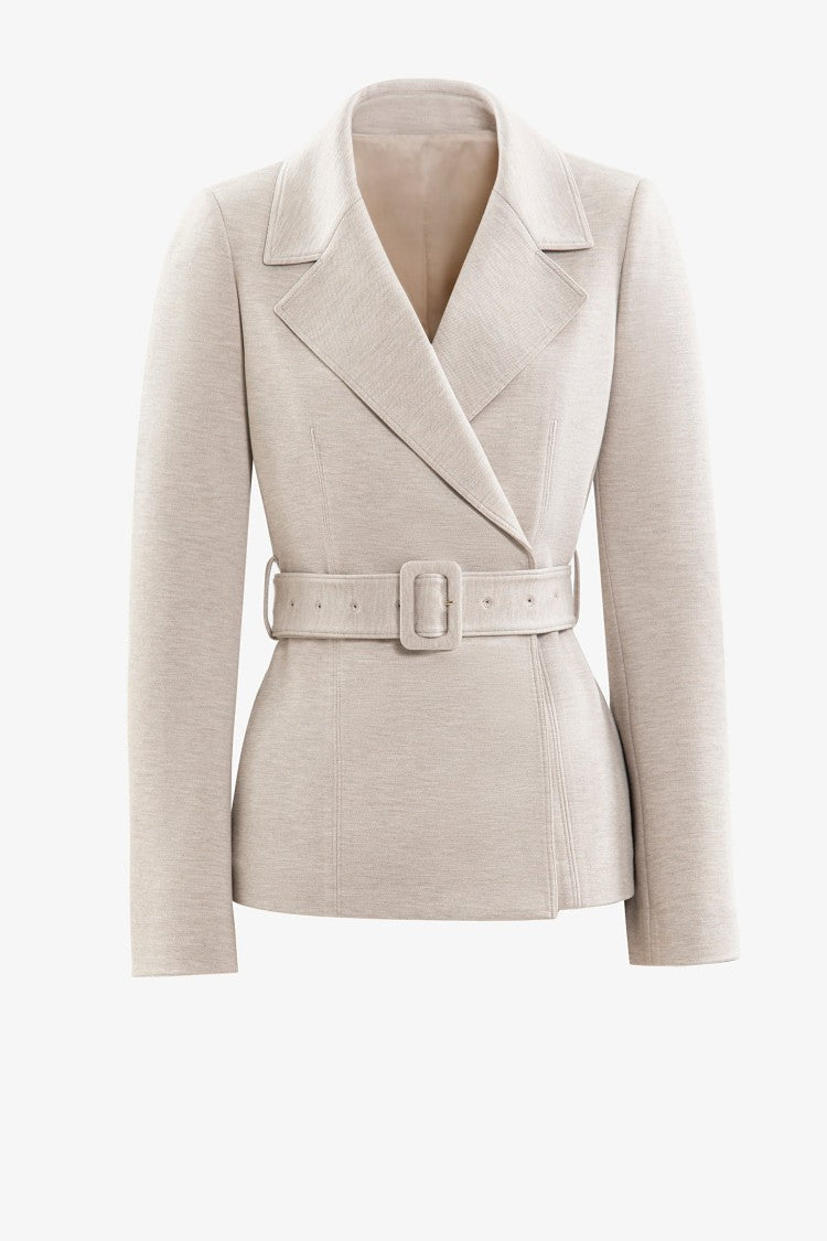 Saiid Kobeisy Ivory Tailored Jacket With Matching Wide Belt