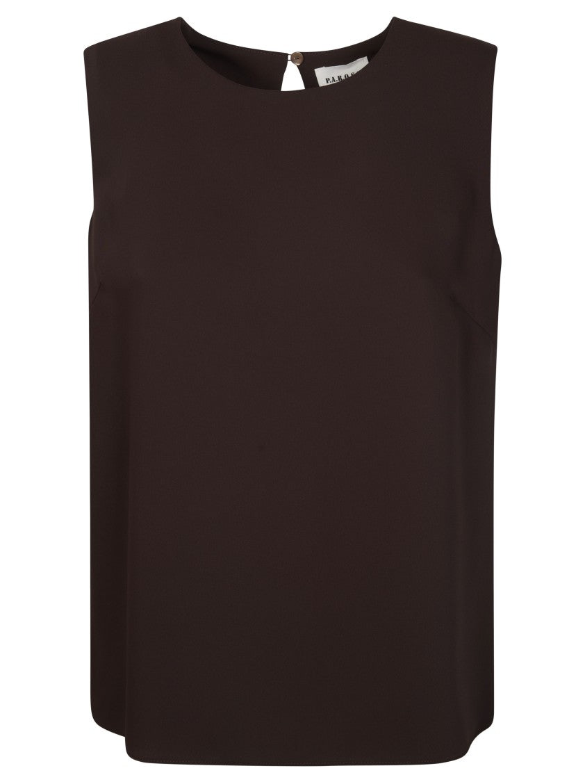 Parosh Sleeveless Cady Keyhole Back Blouse