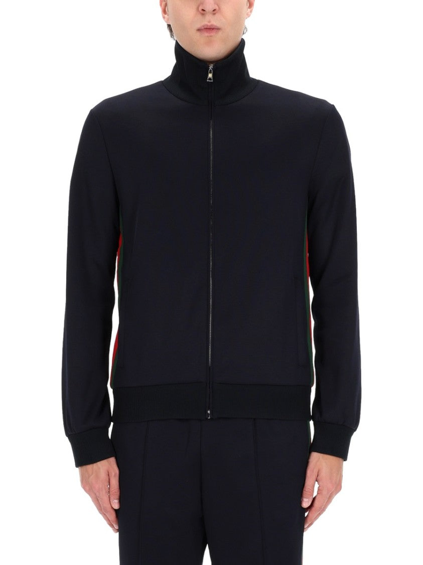 Gucci Striped Accent High-Collar Zip Jacket