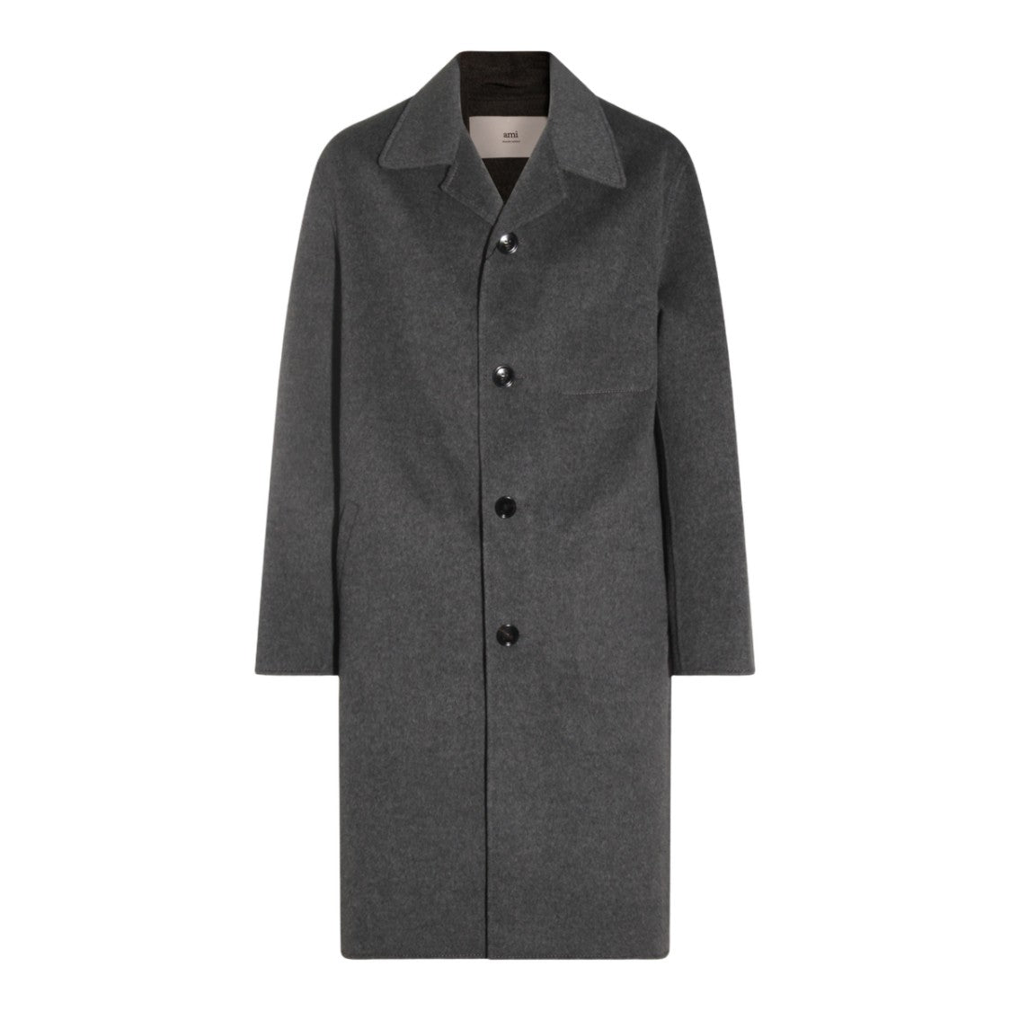 Ami Paris Long Single-Breasted Coat With Classic Collar