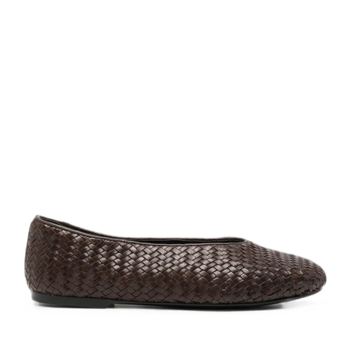 Adrianna Feretti Brown Woven Rounded Toe Leather Flats