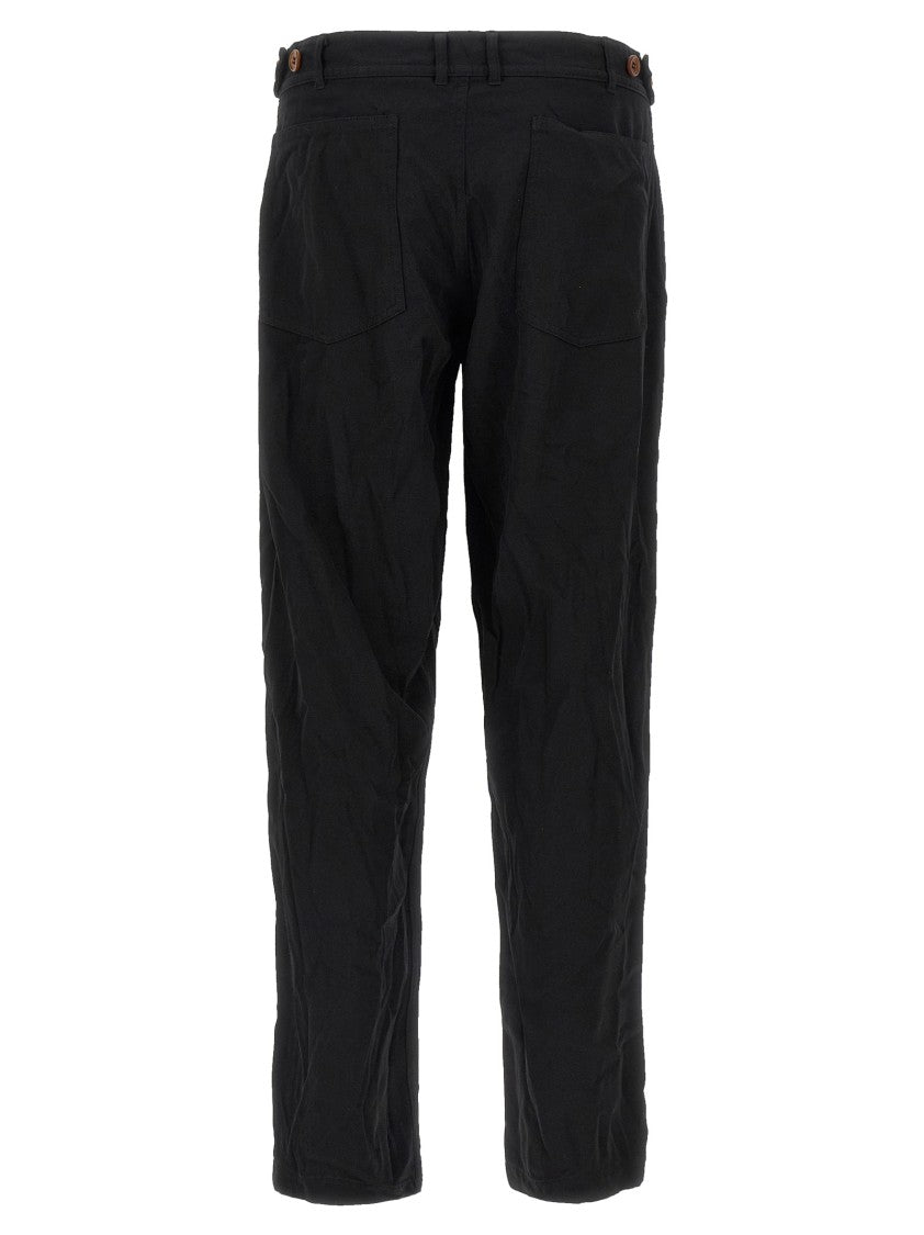 Comme Des Garçons Crumpled Fabric Trousers With Zip