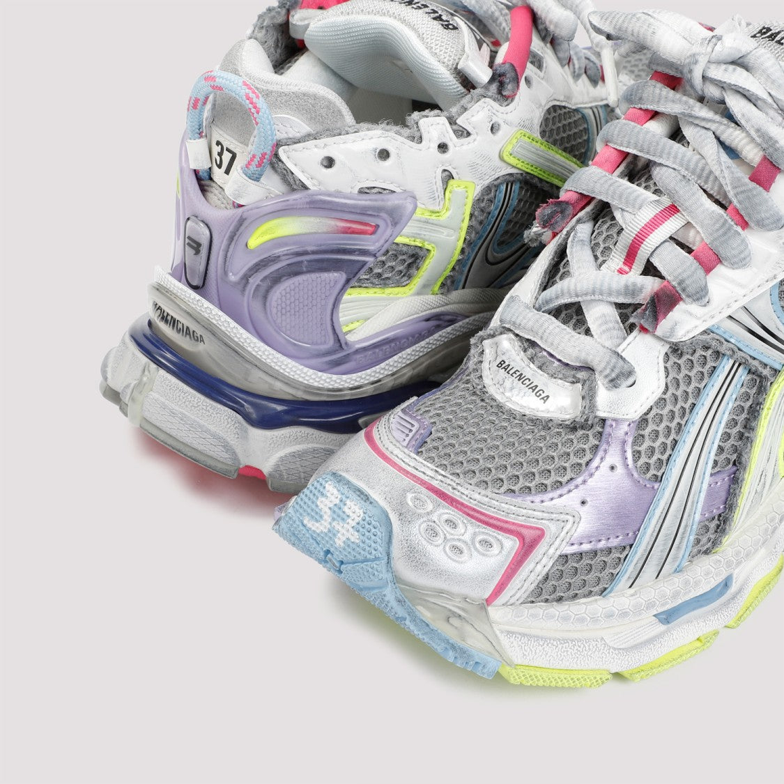 Balenciaga Runner Grey Liliac And Yellow Polyurethane Sneakers