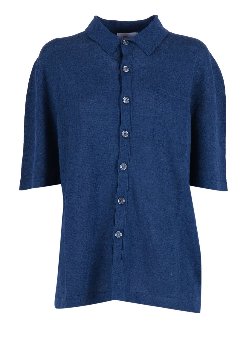 Sette Fili Cashmere Short Sleeve Button Down Casual Shirt