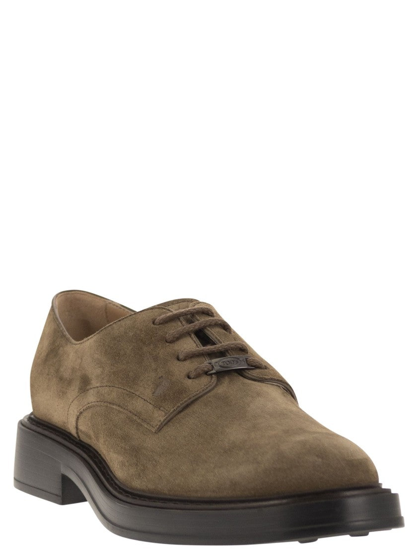 Tod's Brown Suede Lace-Up Derby Shoes