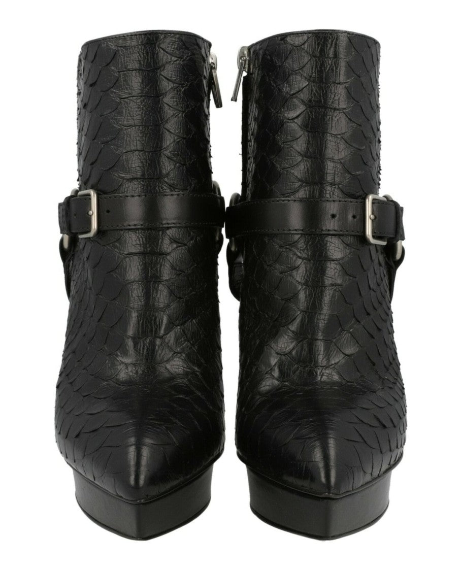 Saint Laurent Janis Python Ankle Boots