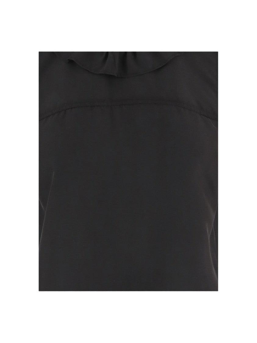 The Garment Silk Top With Round Neckline And Ruffled Edges