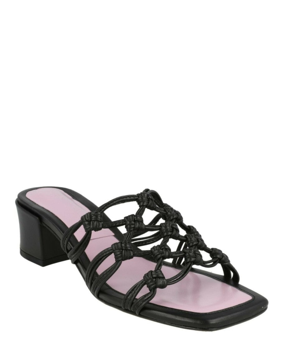 By Far Marsha Knotted Leather Mule Sandals
