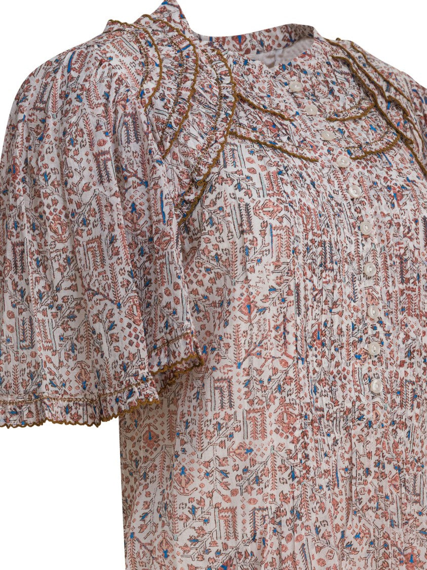 Isabel Marant Étoile Beige Mini Dress With Abstract Floral Print