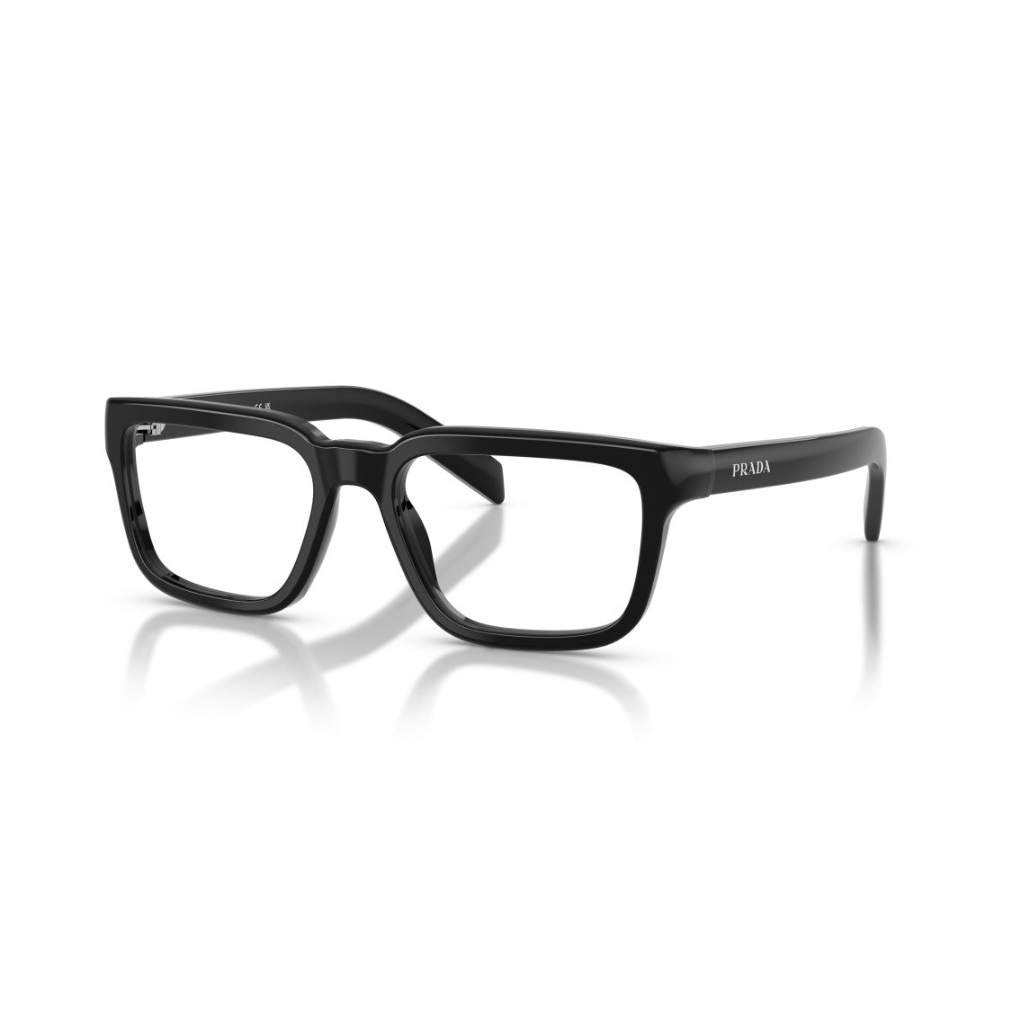 Prada Rectangular Frame Sunglasses With Glossy Black Acetate Finish