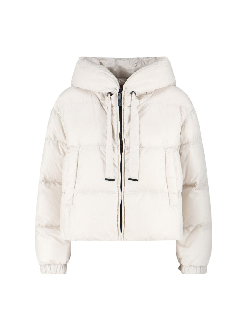 Max Mara Cropped Puffer Jacket With Adjustable Hood And High Collar
