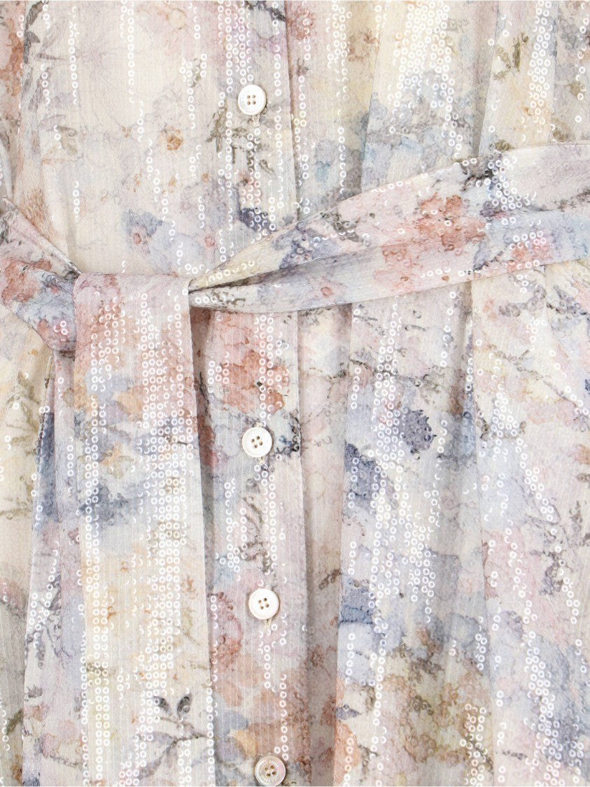 Golden Goose Floral Pleated Maxi Shirt Dress – Multicolor