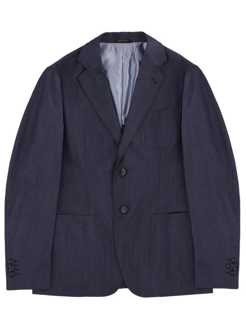 Giorgio Armani Neutrals Tailored Notch Lapels Wool Blazer