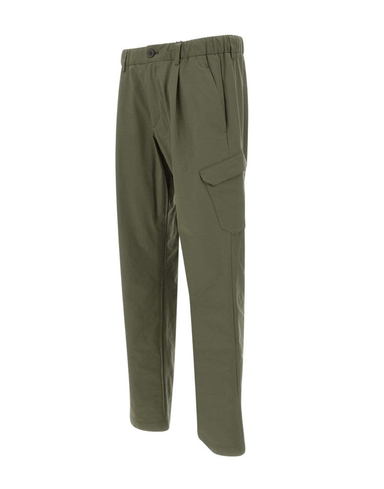 Herno Green Cargo Trousers With Rear Elastic Waistband