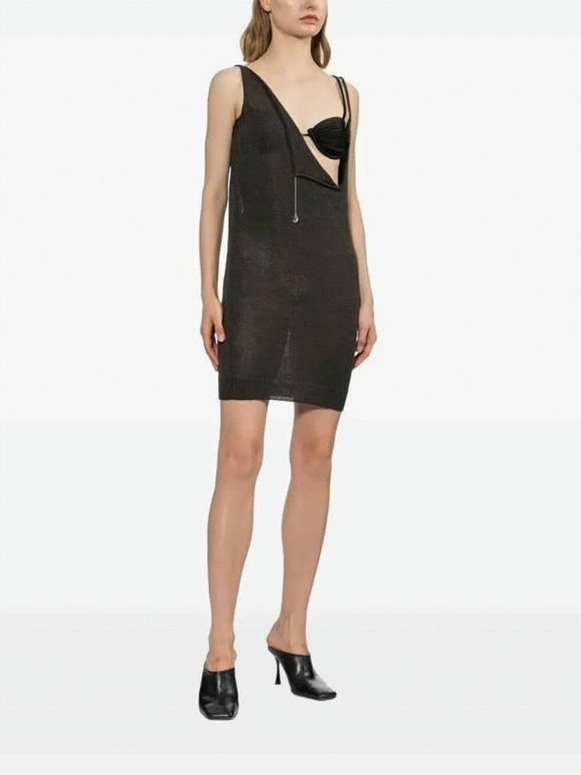 Paloma Wool Asymmetrical Black Sleeveless Top With Draped Neckline