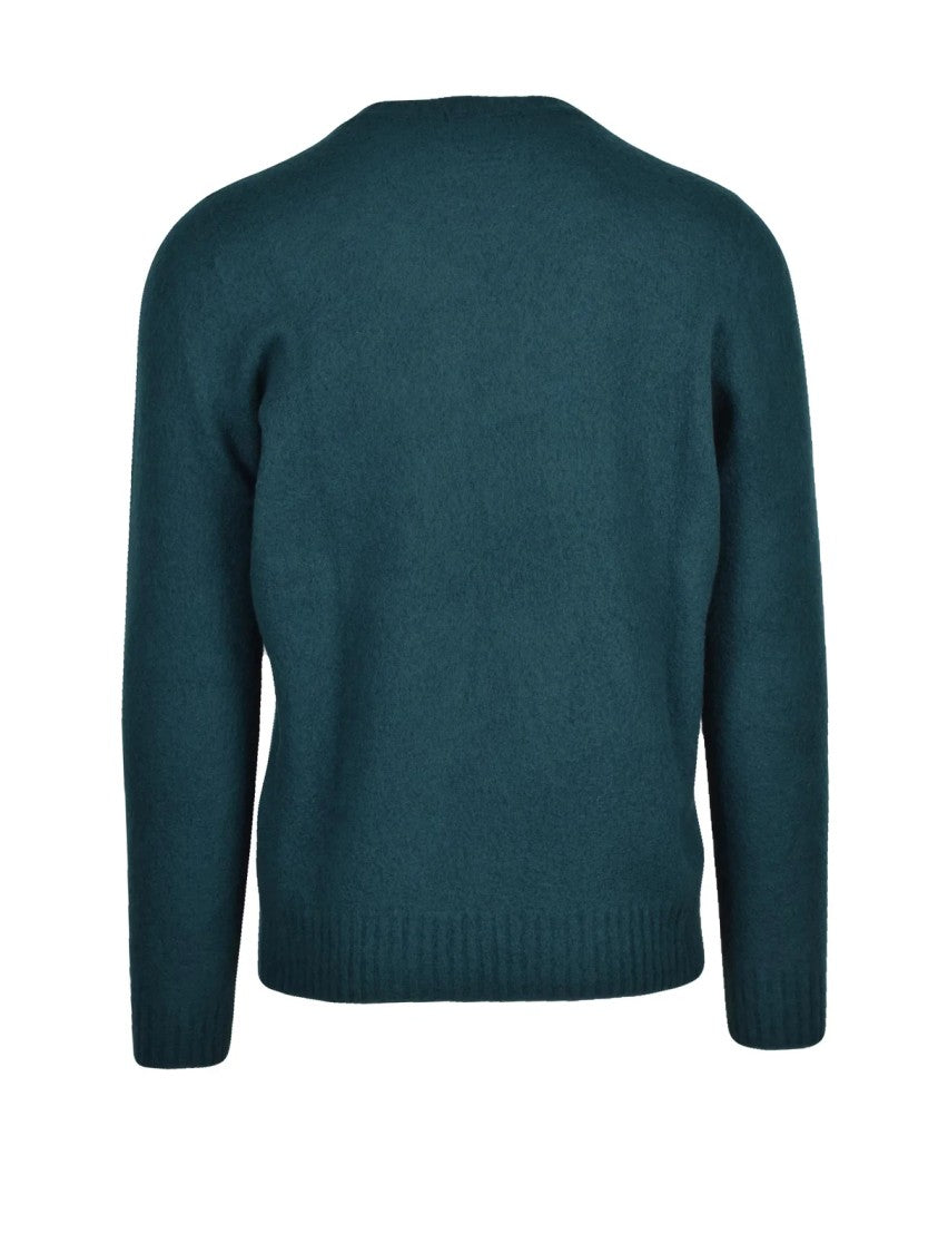 Drumohr Classic Deep Blue Wool Sweater With Crew Neckline