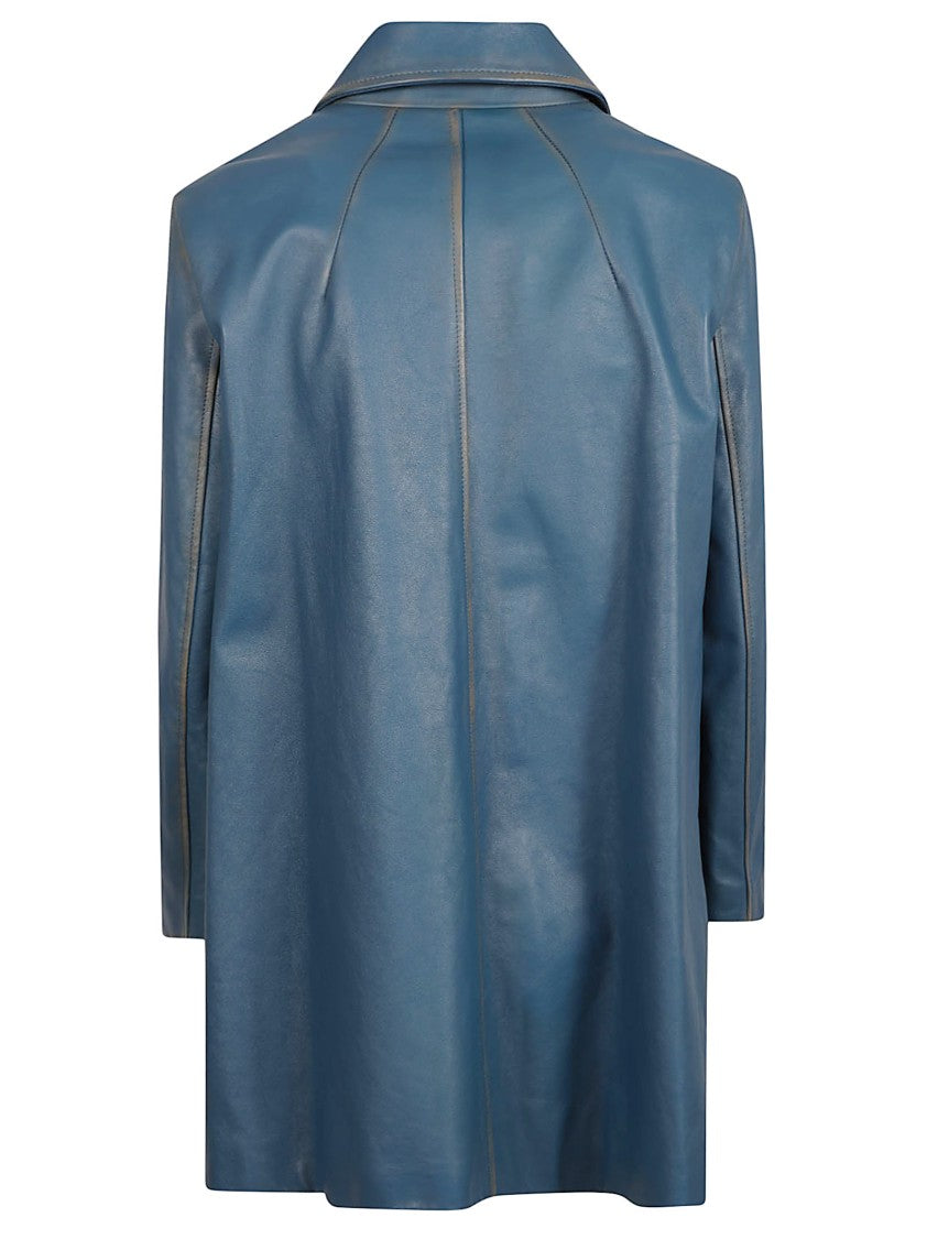 Chloé Leather Coat With Engraved Horn Buttons