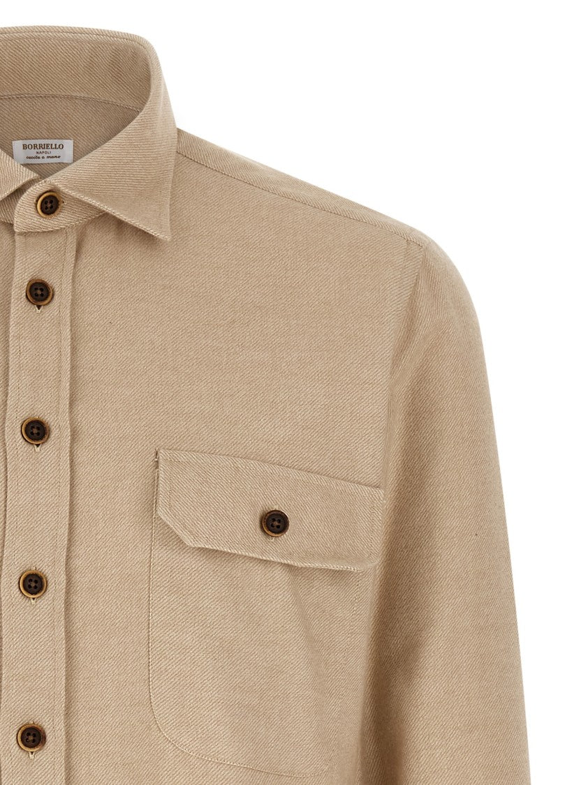 Borriello Cotton Flannel Shirt With Structured Collar