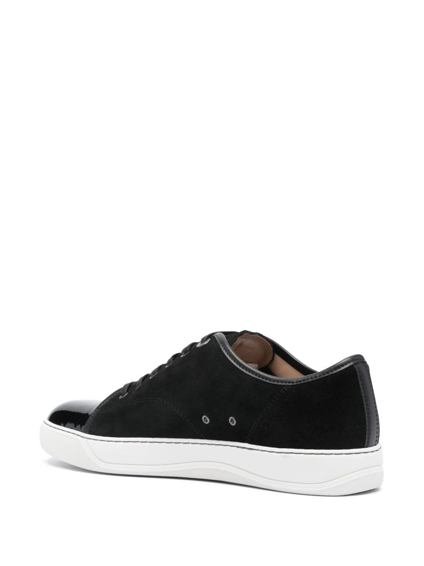 Lanvin Low-Top Sneakers With Glossy Patent Toe Cap And Suede Upper