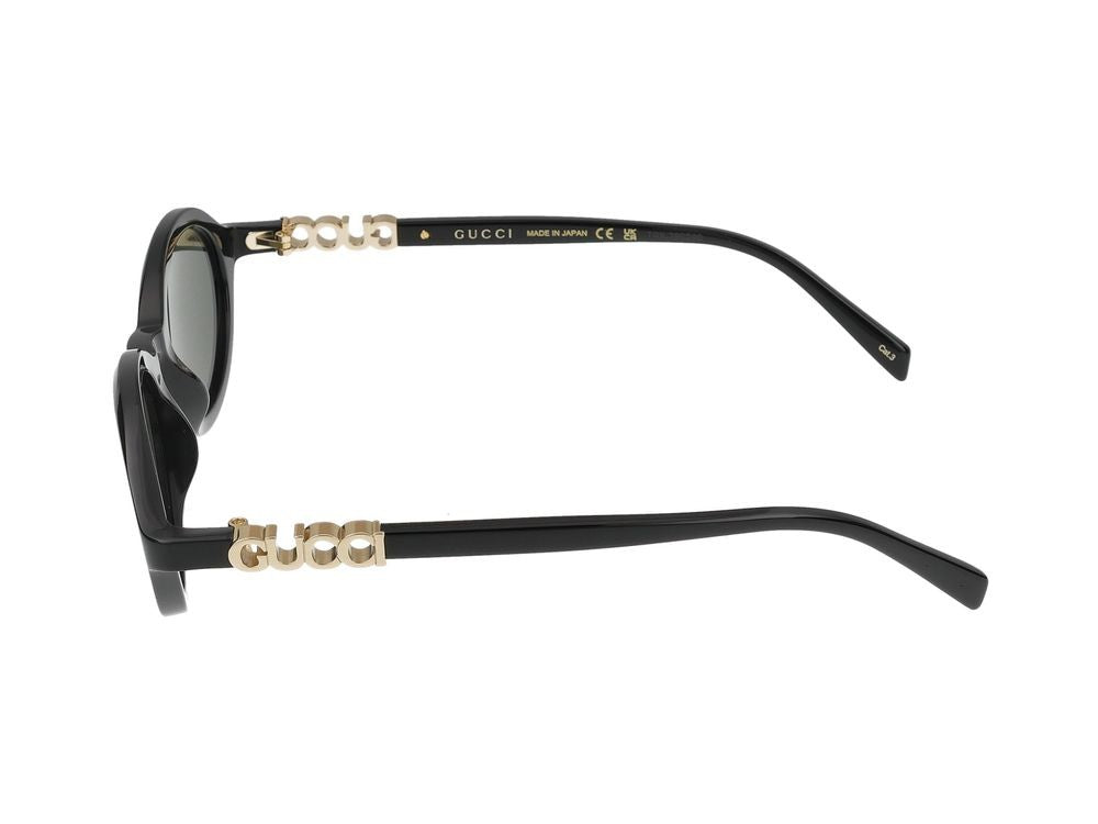 Gucci Black Glossy Black Finish Rectangular Sunglasses