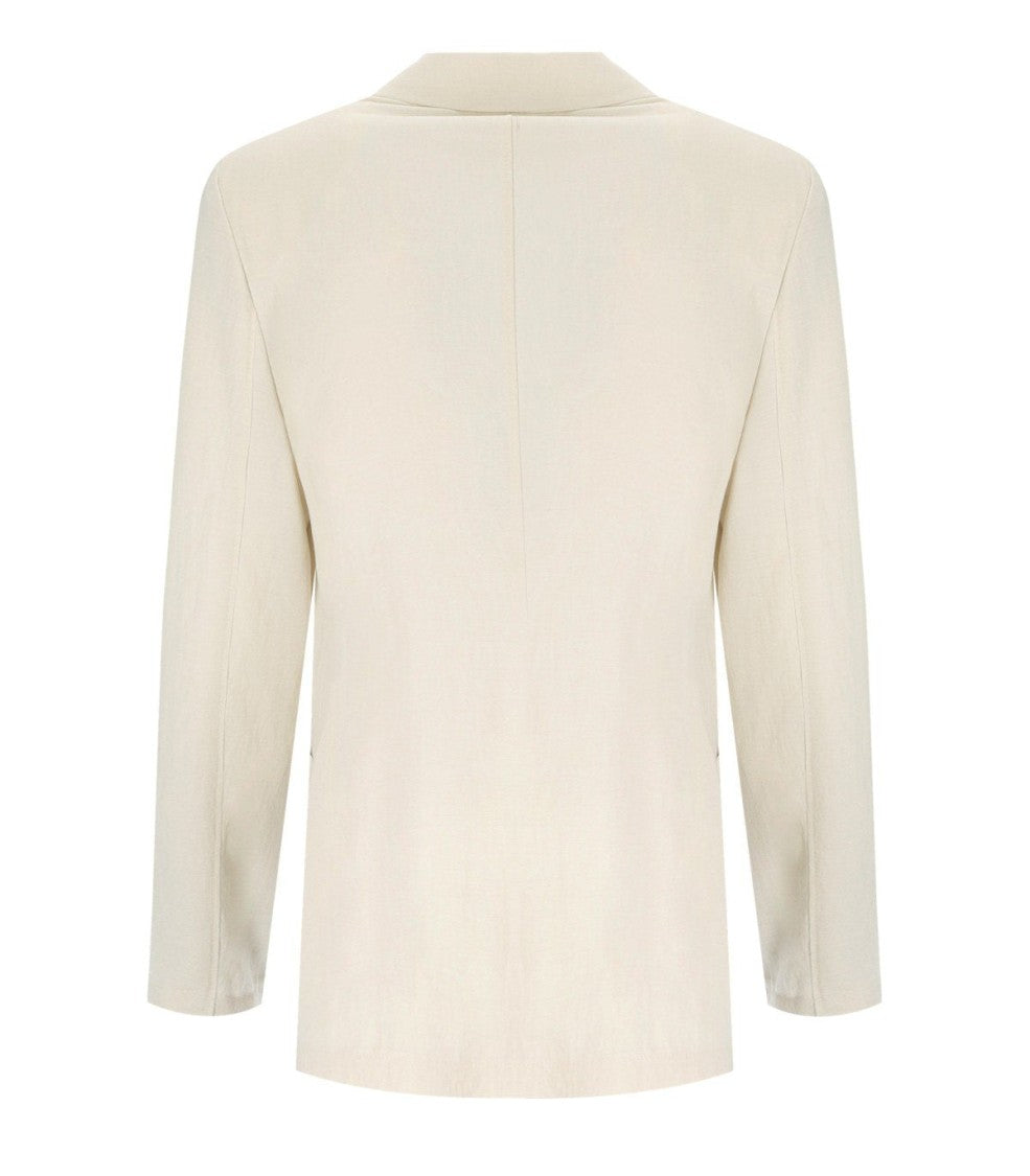 Harris Wharf London Ivory Double-Breasted Blazer