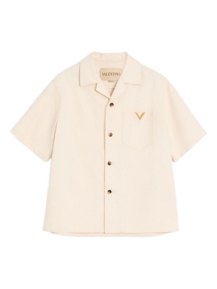 Valentino Garavani Boxy Short-Sleeve Shirt With Camp Collar