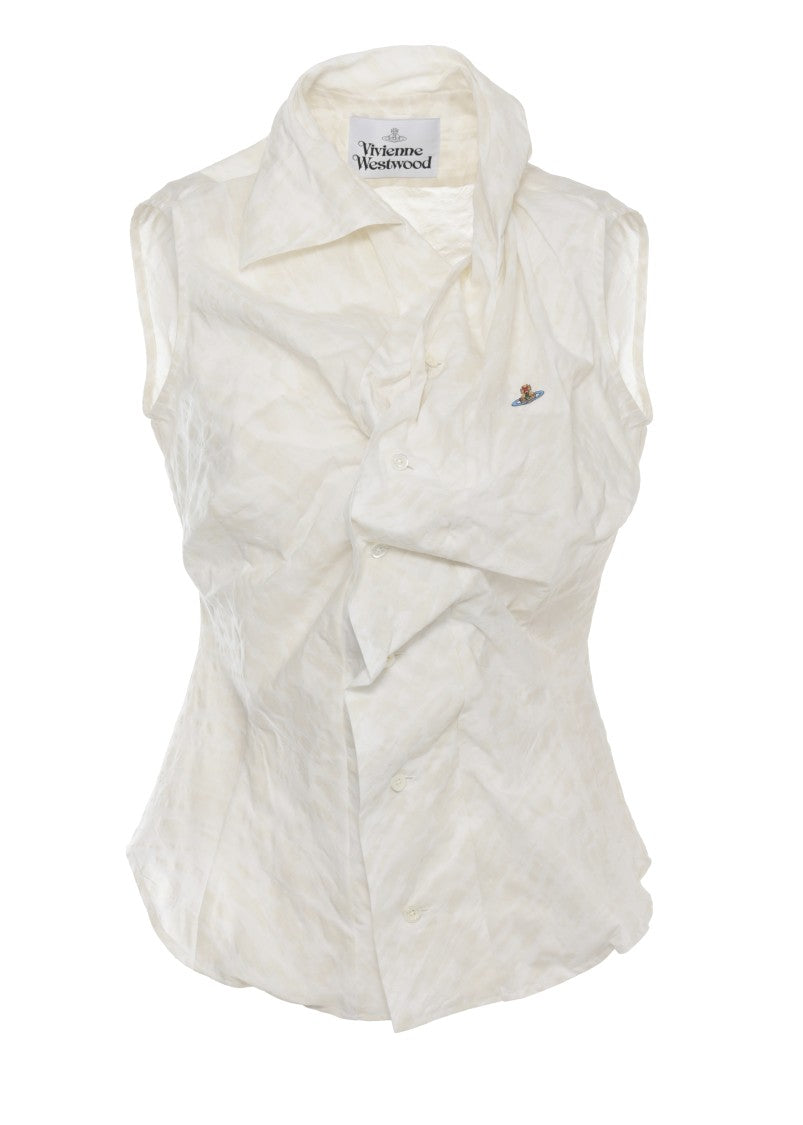 Vivienne Westwood White Drunken Ss Cotton-Blend Shirt
