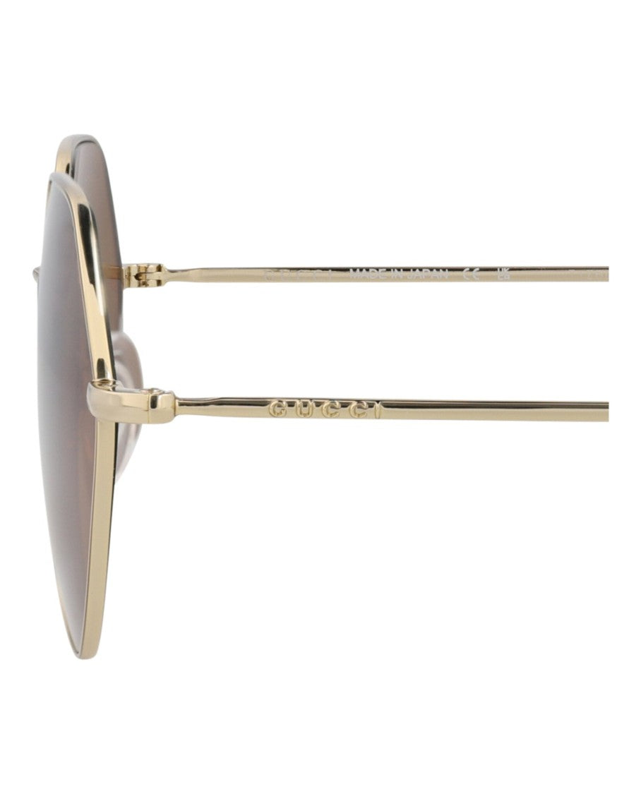 Gucci Square-Frame Metal Sunglasses With Handcrafted Details