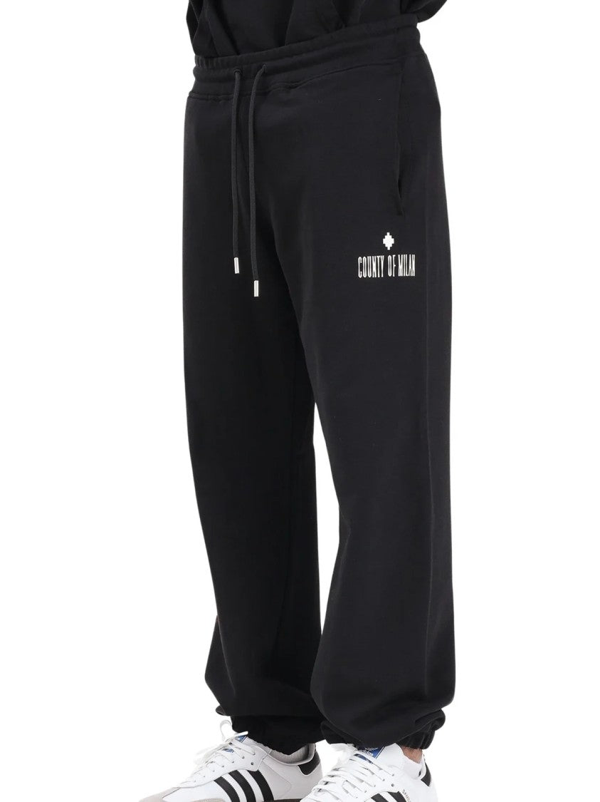 County Of Milan Black Relaxed Fit Cotton Tracksuit Bottoms