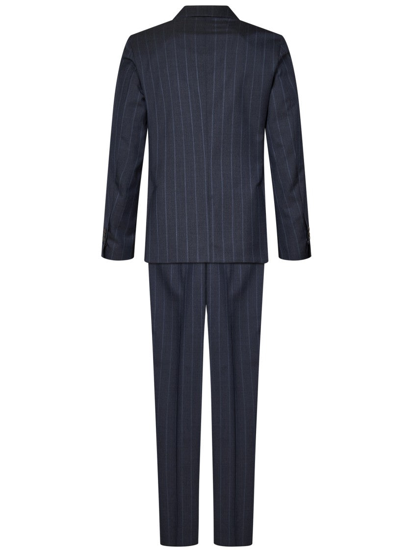 Drumohr Navy Blue Virgin Wool Pinstripe Suit