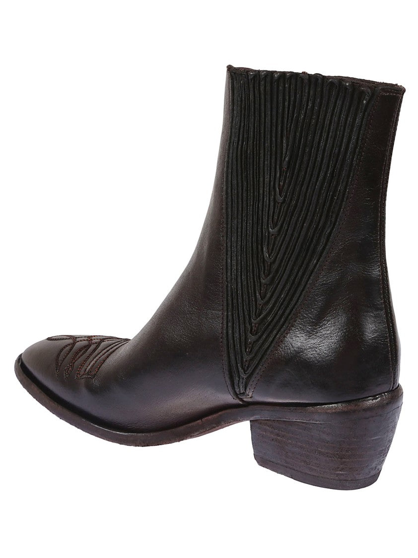 Fauzian Jeunesse Ankle Boots With Pleated Design And Pointed Toe