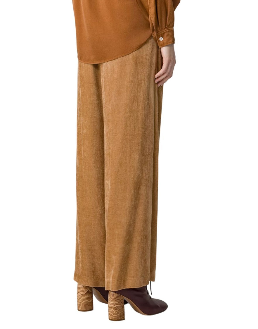 Forte Forte Caramel Matte Velvet Wide-Leg Palazzo Pants