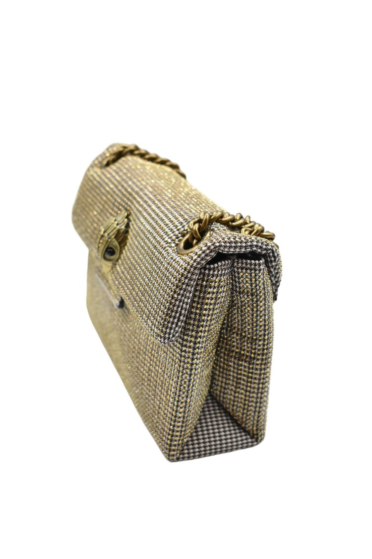 Kurt Geiger Textured Beige Handbag With Decorative Metallic Clasp