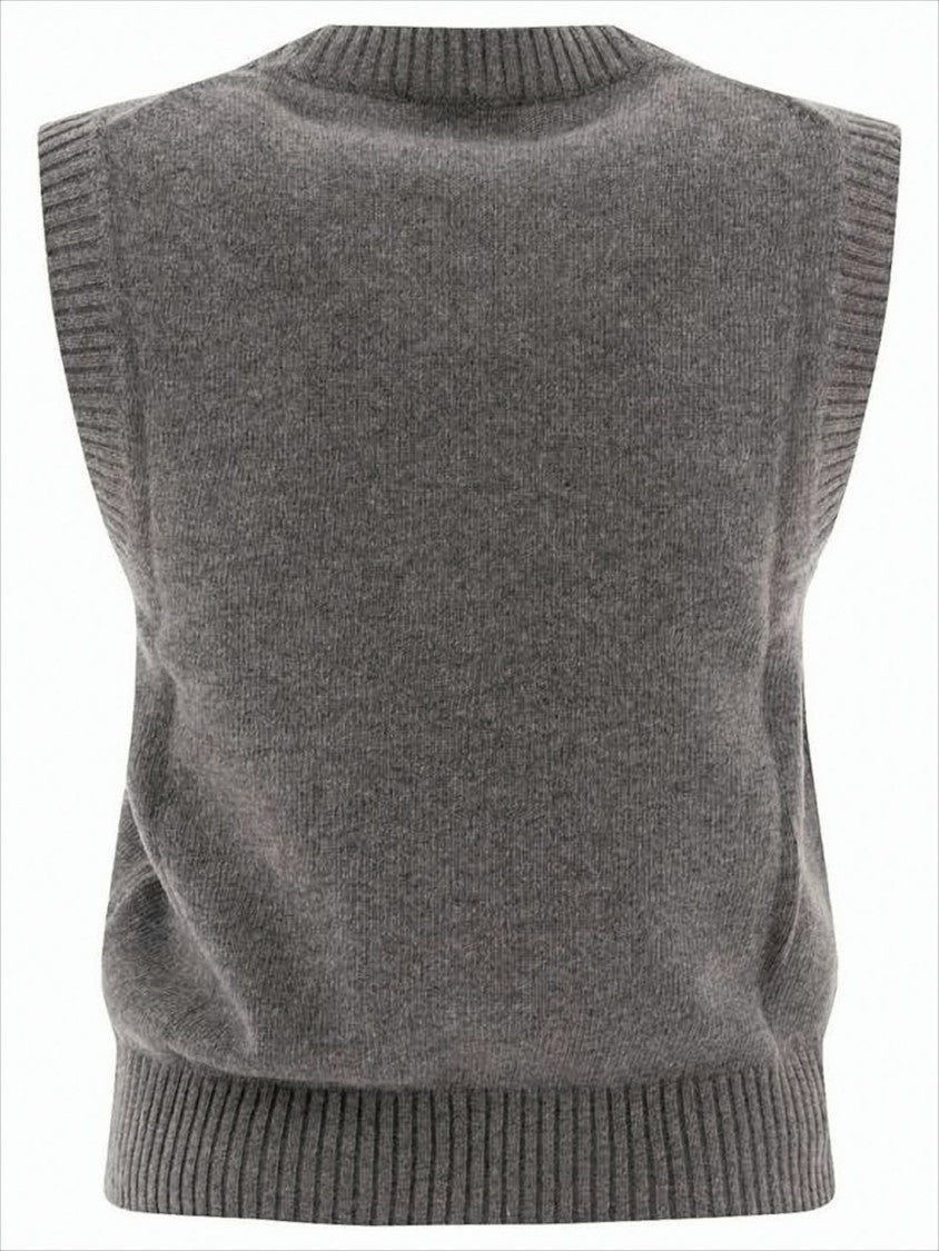 Ganni Ribbed Knit Vest With Eco-Conscious Message