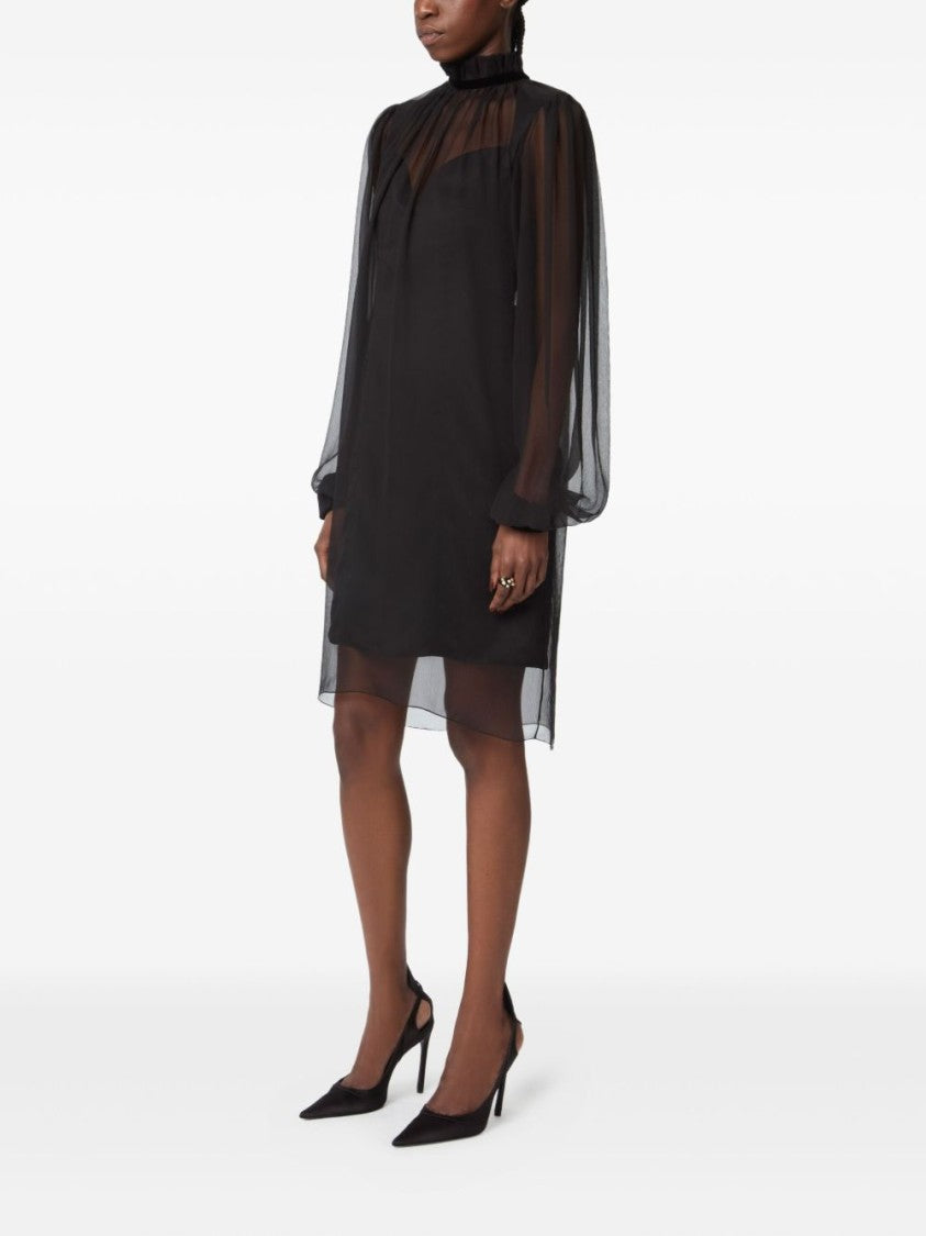 Nina Ricci Black High Neck Balloon Sleeve Dress