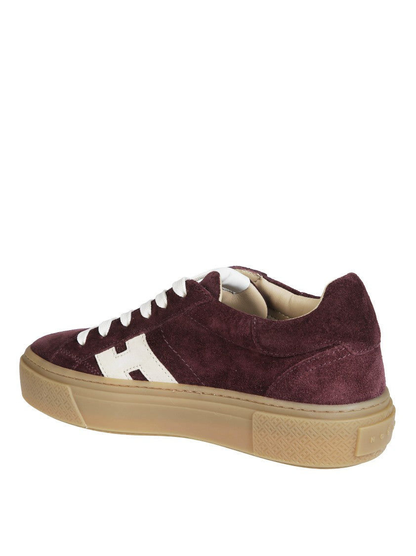 Hogan H705 Allacciato H Burgundy Suede Low-Top Sneakers