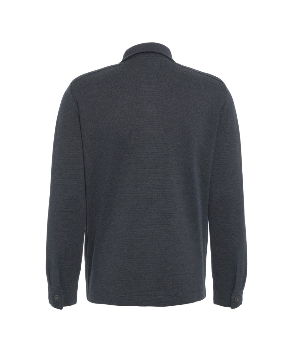 Kangra Wool Overshirt With Classic Kent Collar