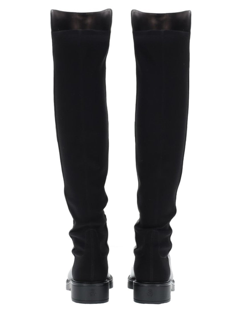 Stuart Weitzman Black Leather Celia Slouched Boots
