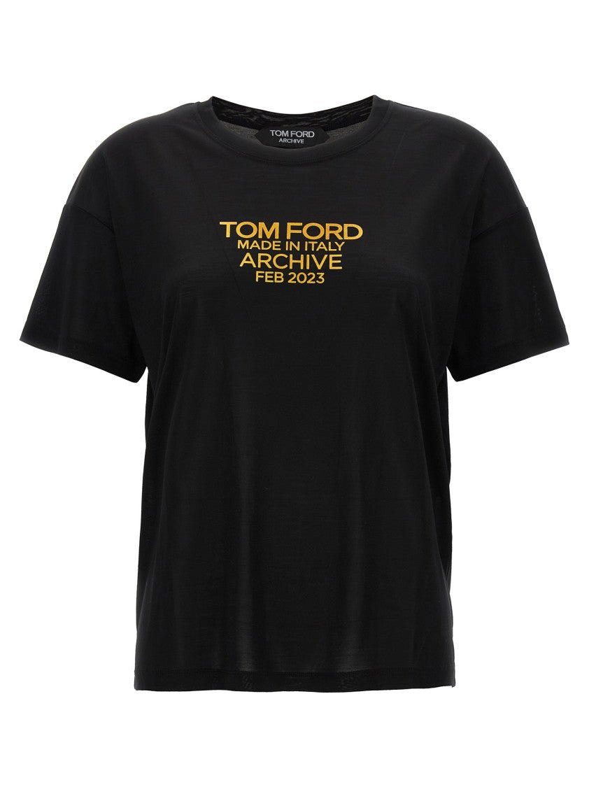 Tom Ford Silk T-Shirt With Bold Logo Print