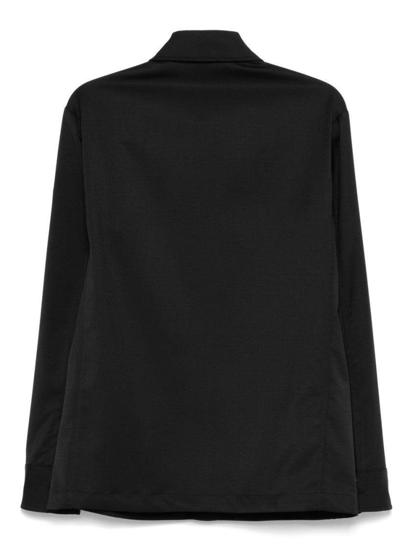 Pmds Button-Fastening Black Shirt Jacket With Flap Pockets