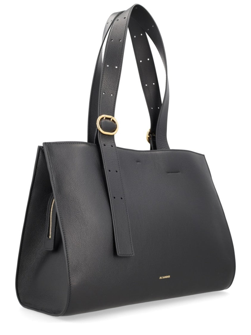 Jil Sander Cannoli Structured Wide Strap Tote Bag