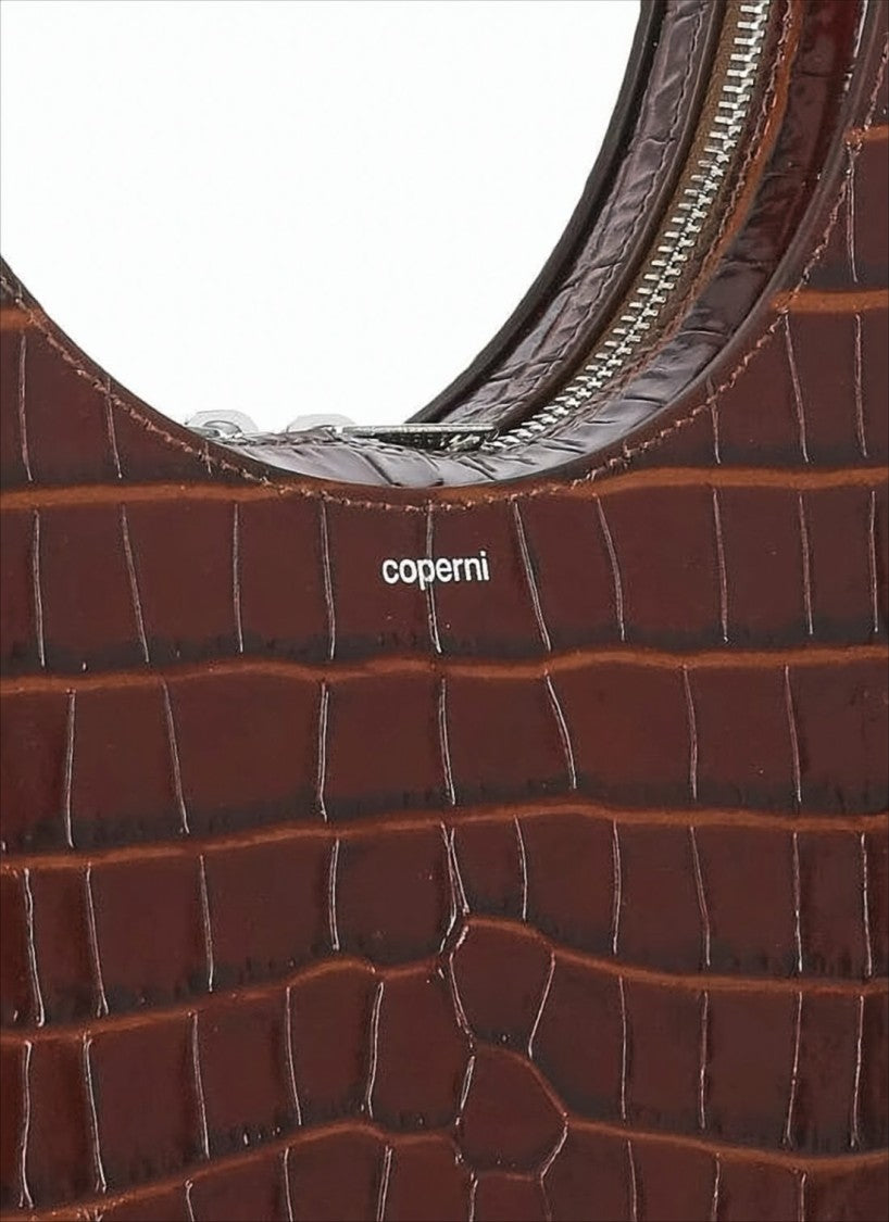 Coperni Crescent-Shaped Crocodile-Embossed Leather Tote Bag